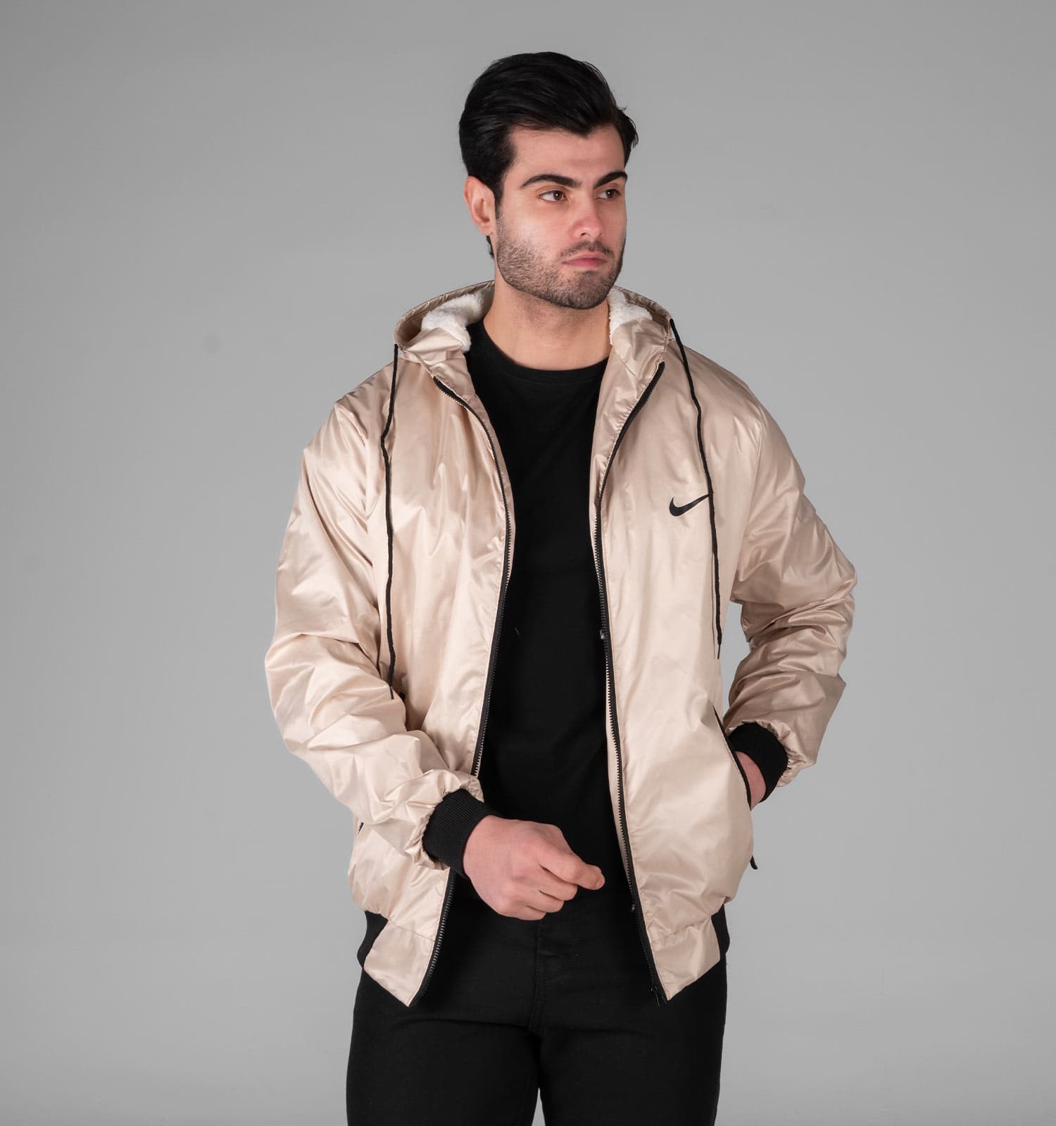 کاپشن مردانه نرمال ساده مموری کرم Nike کد 49345 — تصویر ۲