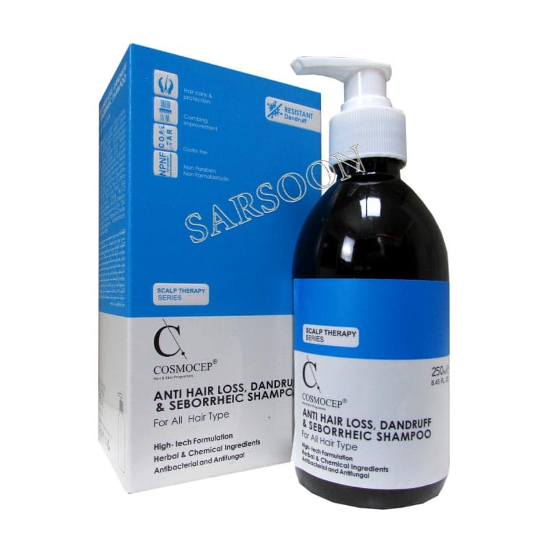 لوسیون تقویت کننده و ضد شوره انواع مو کازموسپ Cosmocep Anti Dandruff And Seborrheic Dermatitis Lotion — تصویر ۲