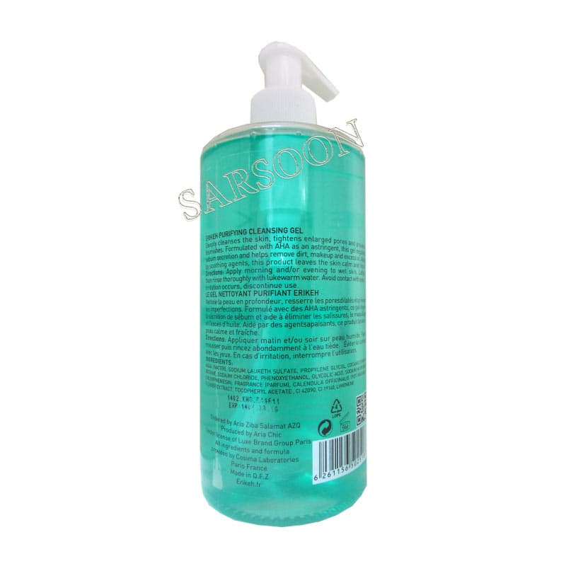 ژل پمپی پاک کننده و کنترل چربی پوست اریکه Erikeh Purifying Cleansing Gel 400 ml — تصویر ۲