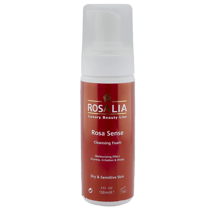 فوم پاک کننده صورت رزالیا مناسب پوستهای خشک و حساس حجم 150 میلیلیتر، مدل Rosa Sense