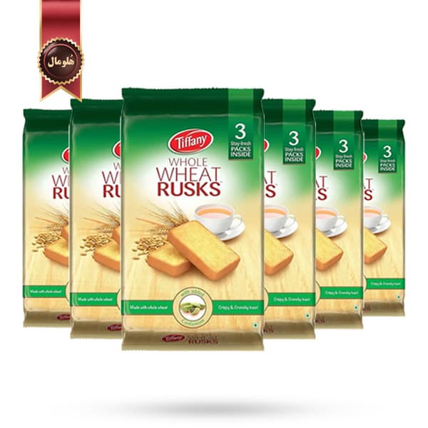 6 بسته نان تست سوخاری تیفانی Tiffany مدل گندم کامل با هل whole wheat with cardamom وزن 280 گرم (اورجینال)