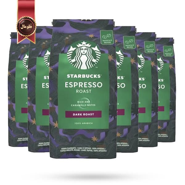 6 بسته دانه قهوه استارباکس Starbucks مدل اسپرسو رست Espresso Roast وزن 200 گرم (اورجینال)