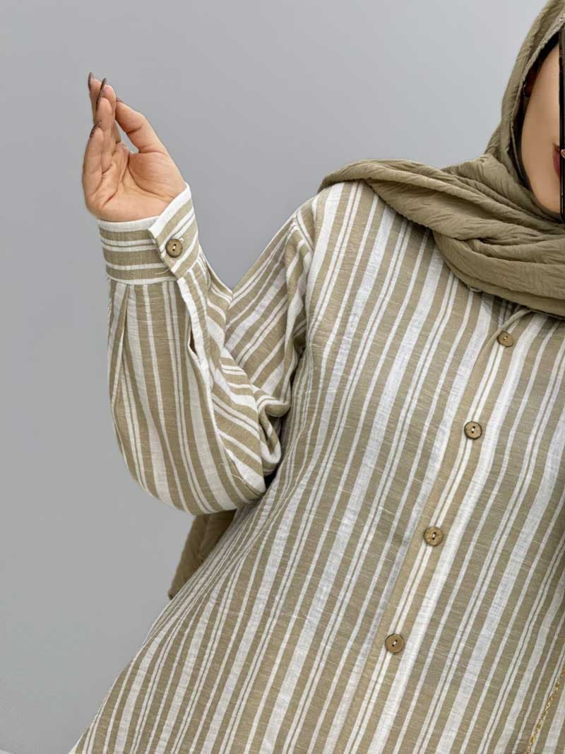 شومیز مانتویی لینن شینا کد 34412114 — تصویر ۵