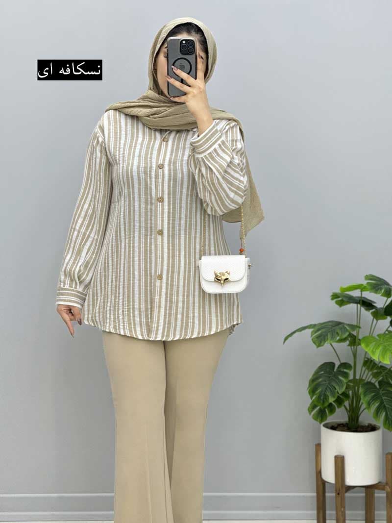 شومیز مانتویی لینن شینا کد 34412114 — تصویر ۳