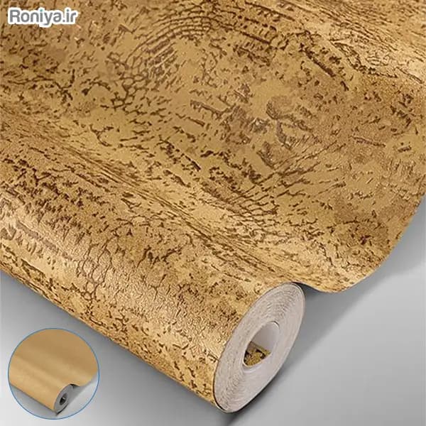 ست کاغذ دیواری زرد طلایی طرح پوست ماری کد 00195 + طرح ساده