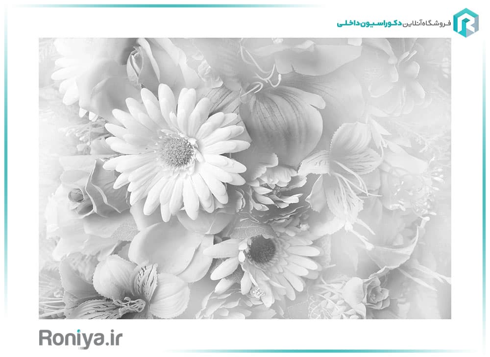 پوستر دیواری سه بعدی ژربرا سفید کد 3D-025