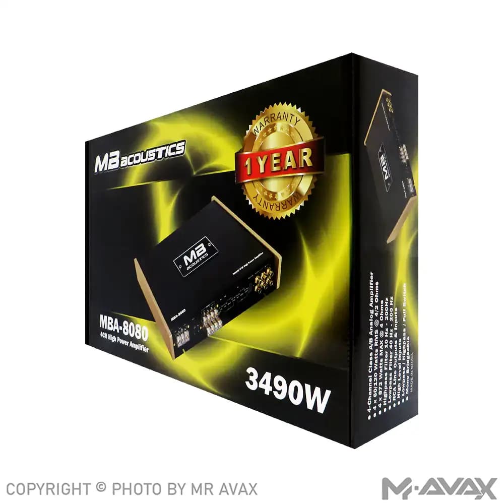 آمپلی فایر 4 کانال ام بی آکوستیک مدل MBA-8080 — تصویر ۳