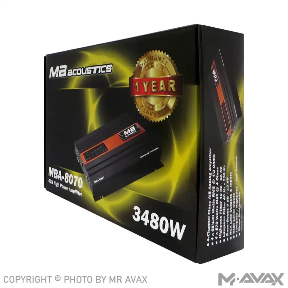 آمپلی فایر 4 کانال ام بی آکوستیک مدل MBA-8070 — تصویر ۵