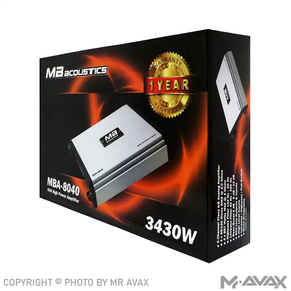 آمپلی فایر 4 کانال ام بی آکوستیک مدل MBA-8040 — تصویر ۴