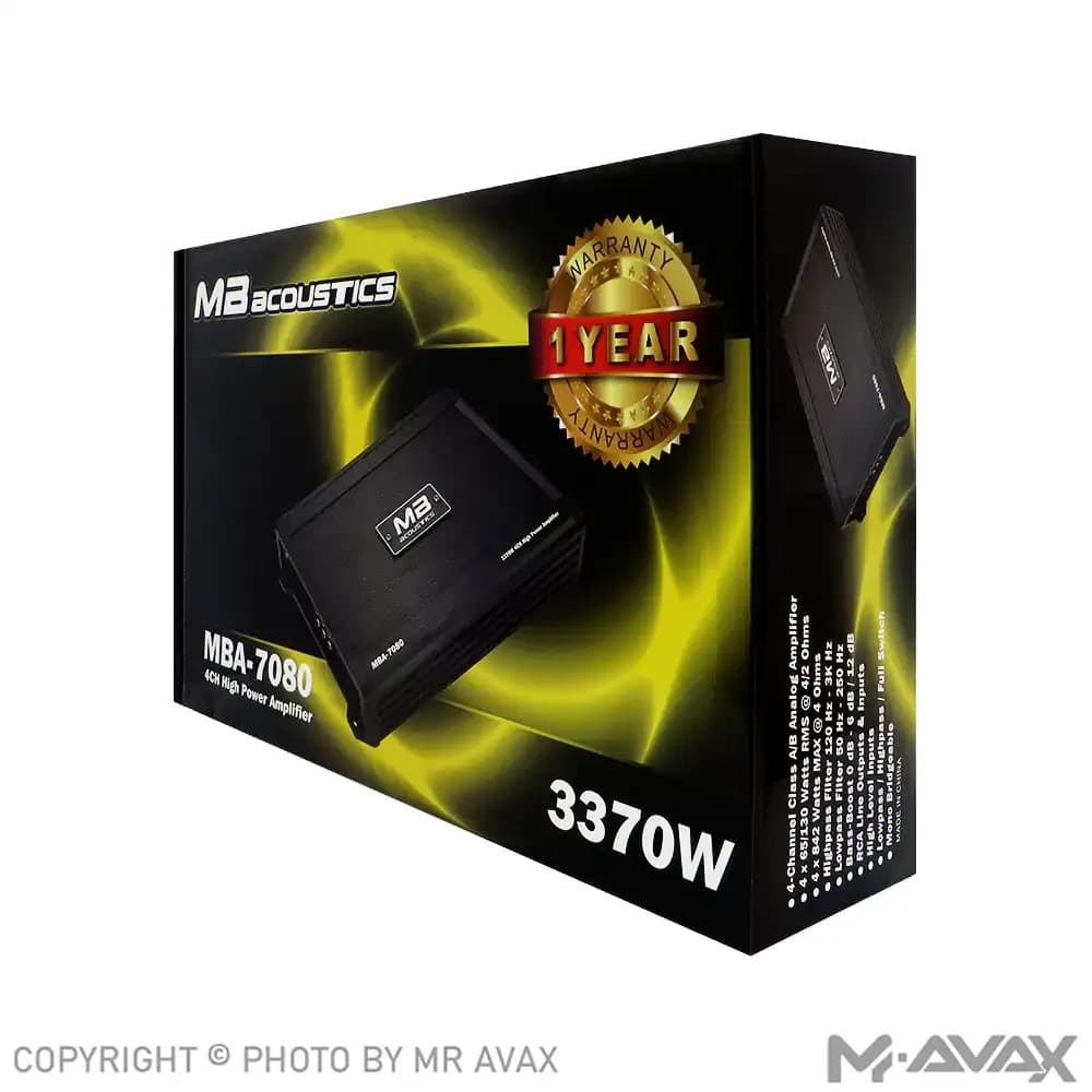 آمپلی فایر 4 کانال ام بی آکوستیک مدل MBA-7080 — تصویر ۴