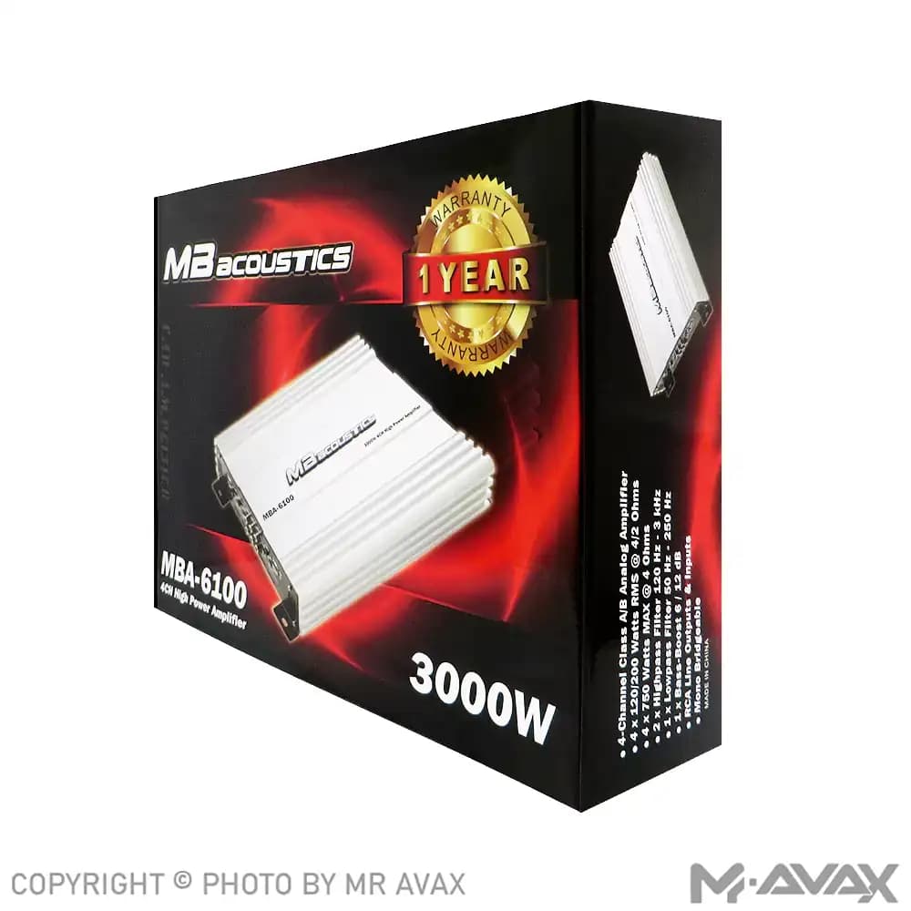 آمپلی فایر 4 کانال ام بی آکوستیک مدل MBA-6100 — تصویر ۴