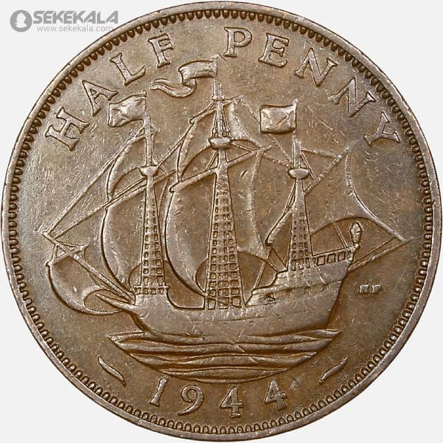 سکه نیم پنی انگلیس 1944 (جرج ششم)