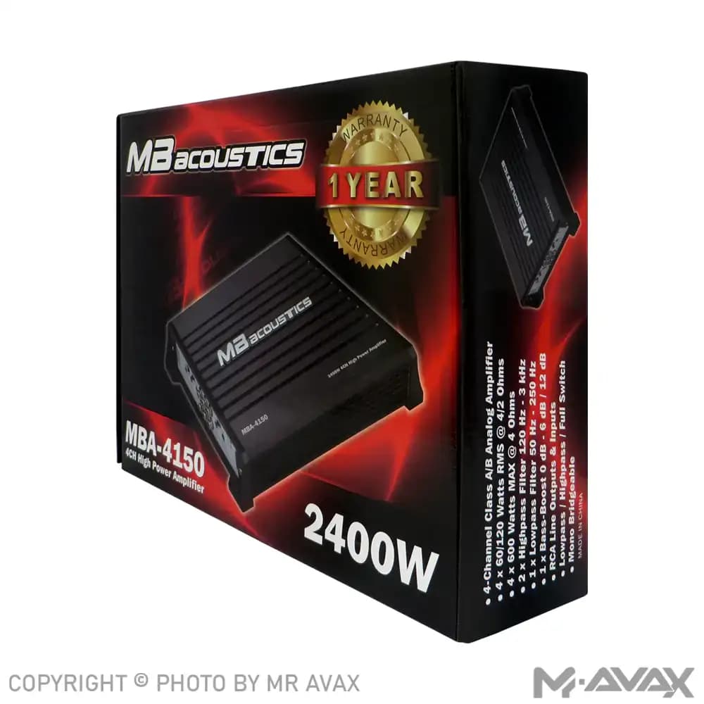 آمپلی فایر 4 کانال ام بی آکوستیک مدل MBA-4150 — تصویر ۴