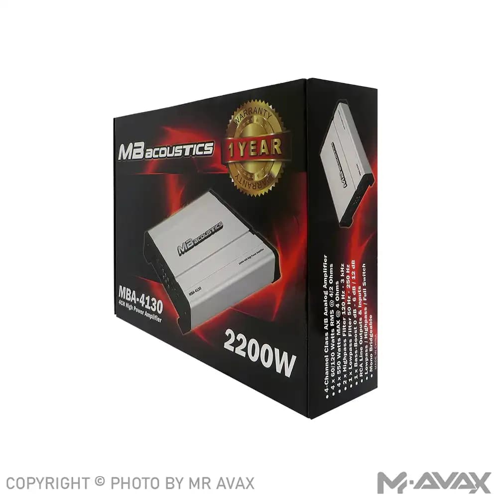 آمپلی فایر 4 کانال ام بی آکوستیک مدل MBA-4130 — تصویر ۴