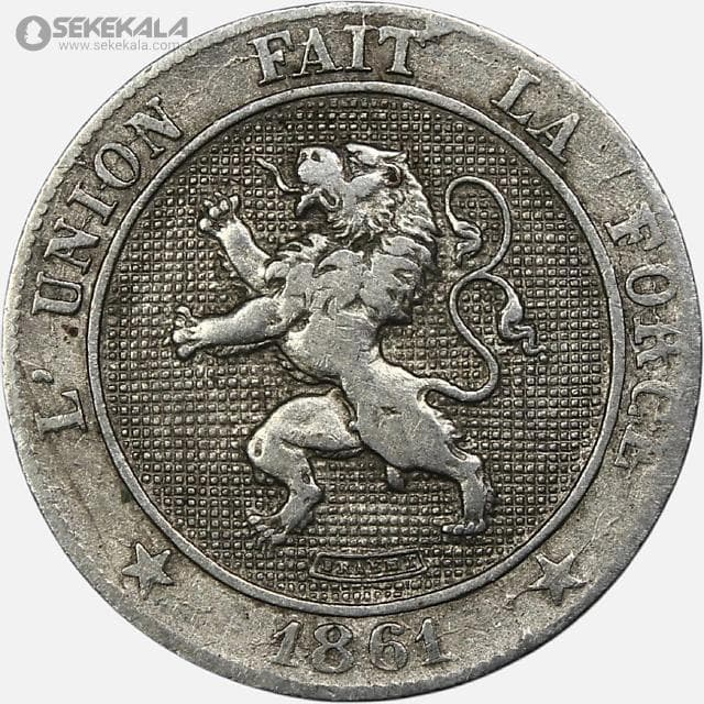سکه 5 سنتیم قدیمی بلژیک 1861 (لئوپولد اول)