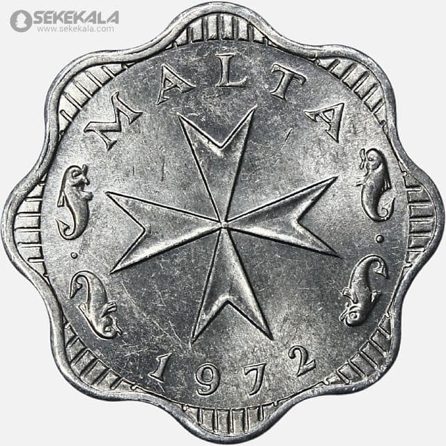 سکه 2 میل کمیاب مالت 1972 (+AU)