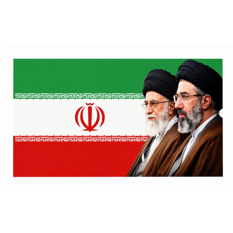 پرچم ایران فلامنت با تصاویر رهبر شهید و رهبر جدید فلامنت اندازه حدودی 45در90سانت کد 104943