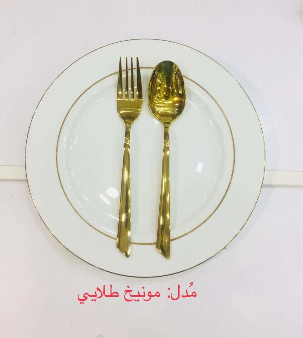 سرویس قاشق چنگال ۲۴ نفره کامل طلایی — تصویر ۲