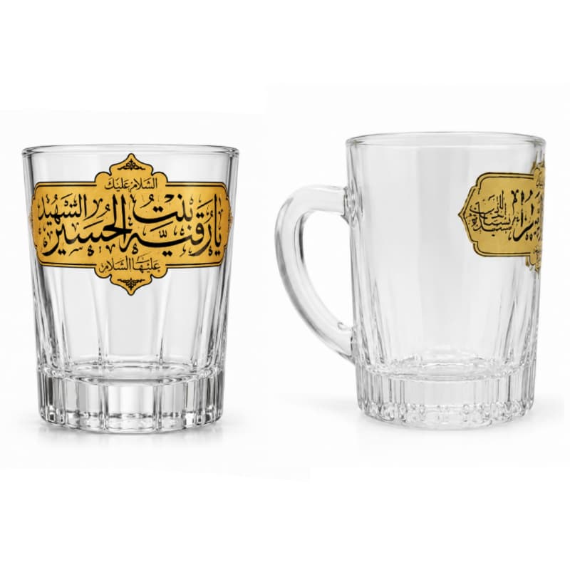 استکان شیشه ای دسته دار مدل نیلی قطاری یا رقیه بنت الحسین الشهید-6تایی کد 104923