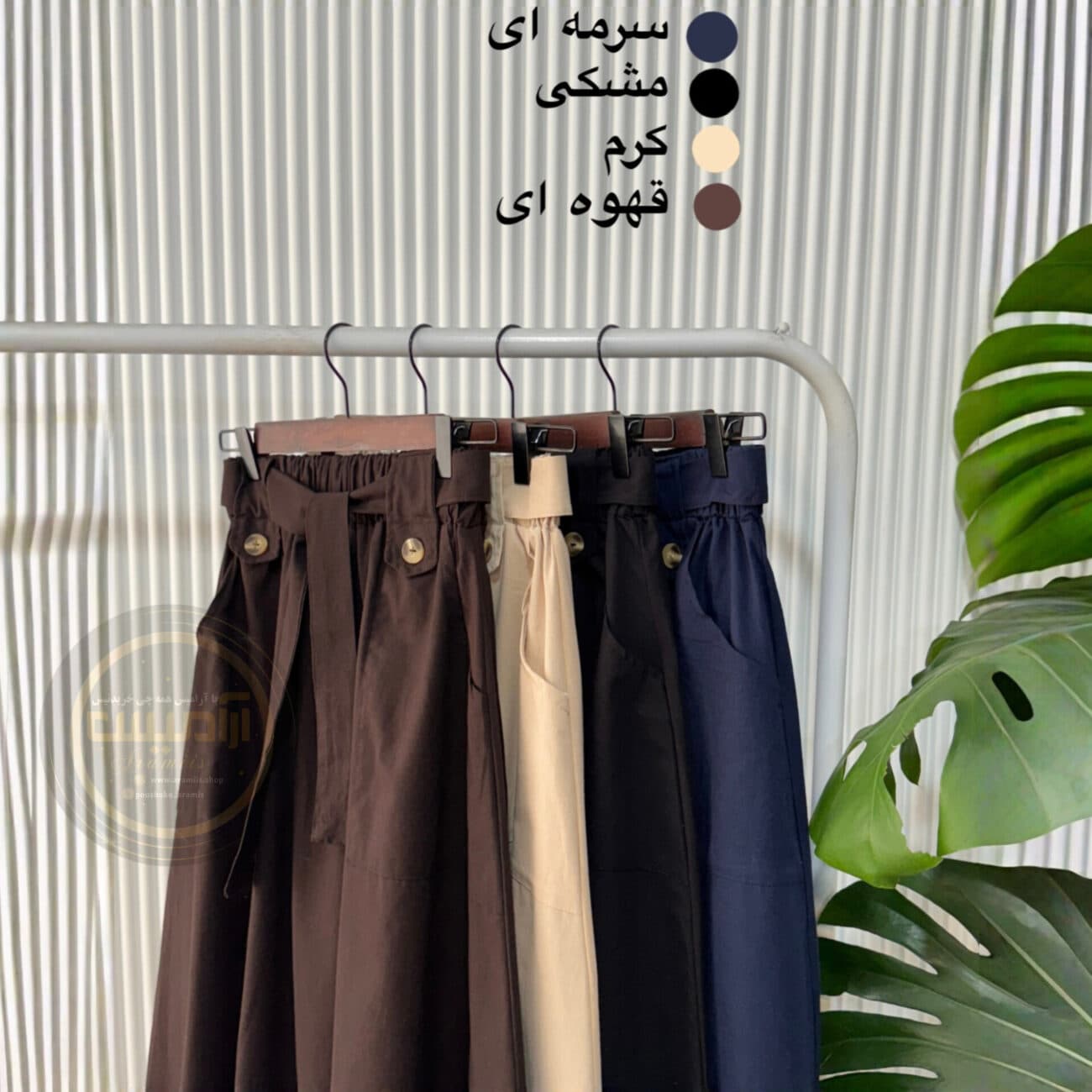 دامن لینن جیبدار — تصویر ۲