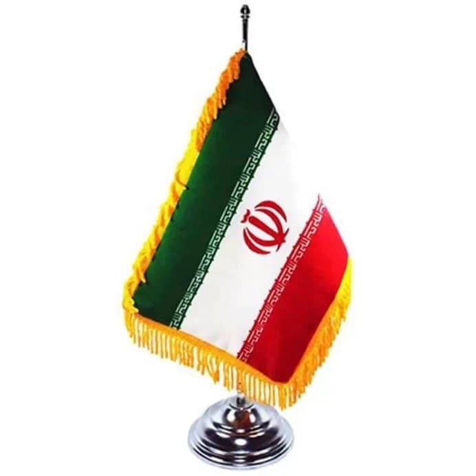 پرچم رومیزی ساتن دورو با ریشه و پایه فلزی
