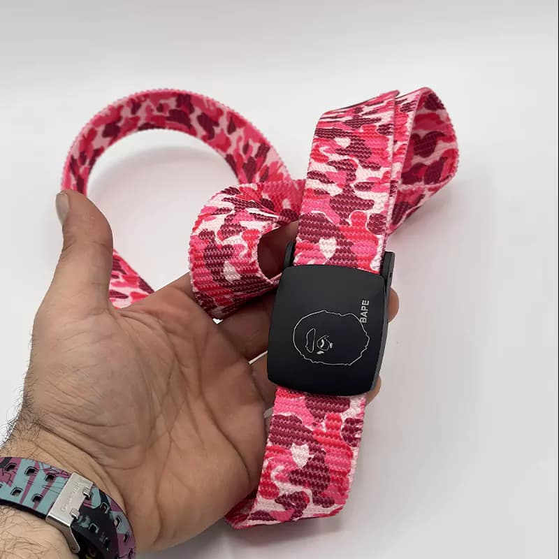 کمربند بیپ صورتی سگک دار Bape Belt — تصویر ۲