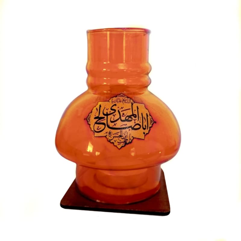 جاشمعی پایه چوبی مذهبی طرح یا اباصالح المهدی عج نارنجی کد 10479104