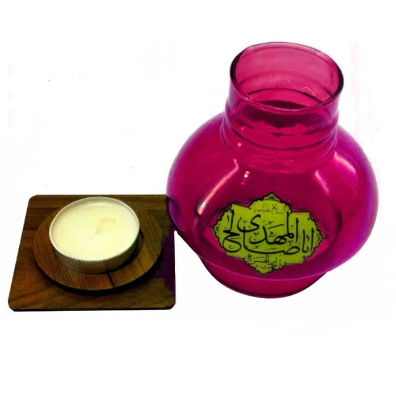 جاشمعی پایه چوبی مذهبی طرح یا اباصالح المهدی عج بنفش کد 10479103 — تصویر ۲