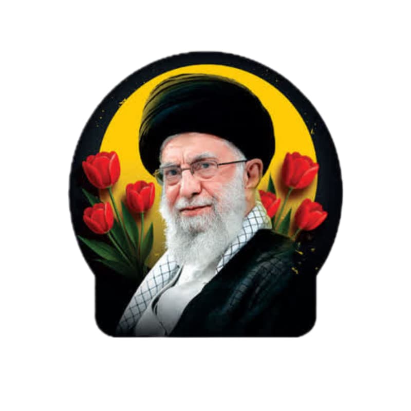 برچسب خودرو طرح رهبر شهید زمینه مشکی با گل لاله اندازه حدودی 13.5در14سانت برش لیزری کد 10472703