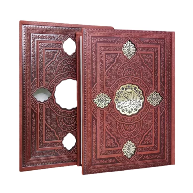 قرآن جیبی گلاسه چرم قابدار پلاکدار نفیس ترجمه انصاریان 4رنگ کد 120889 — تصویر ۲