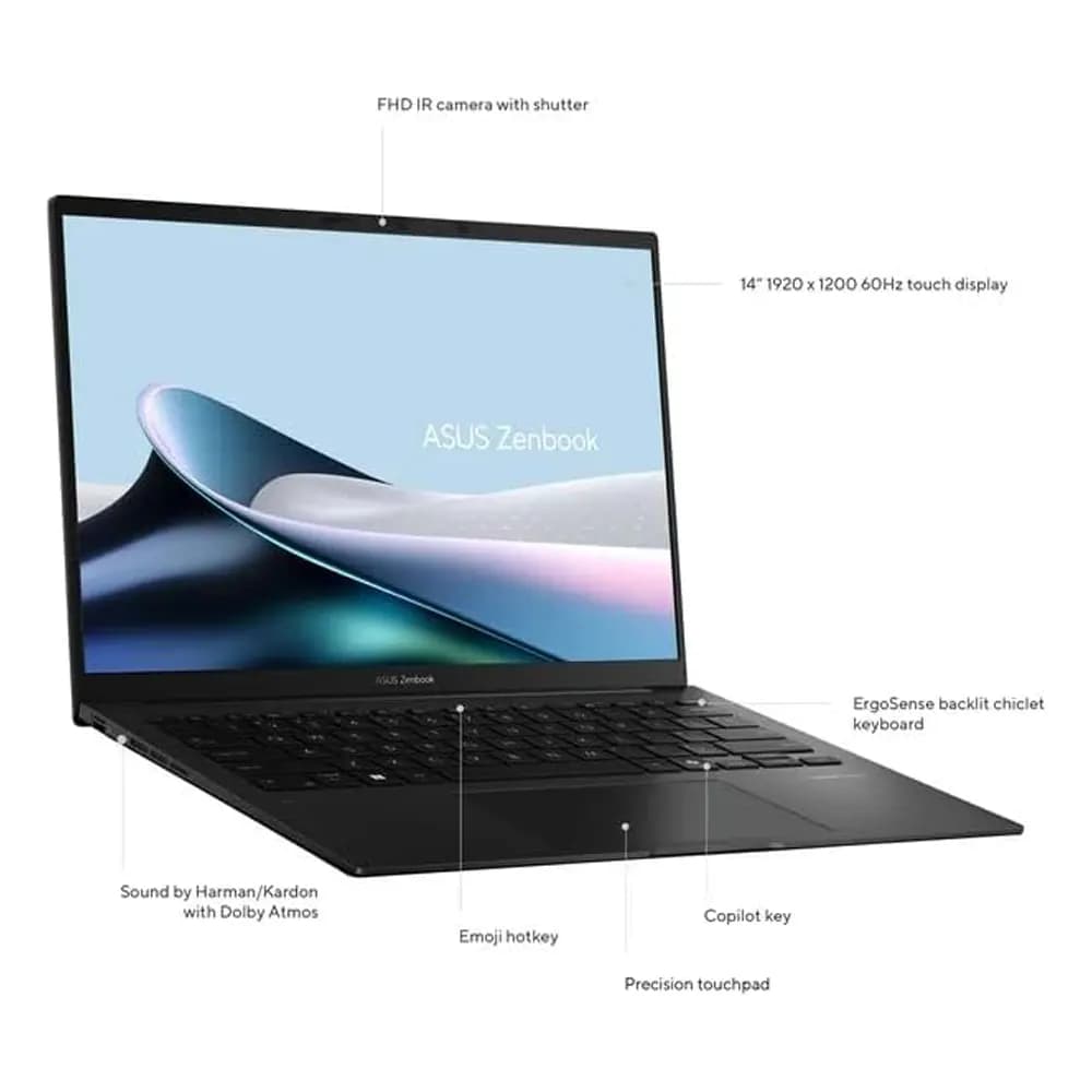 لپ تاپ ایسوس Asus ZenBook UM3406H | Ryzen7-8840HS | 16G | 512G | AMD Radeon | 14”FHD TOUCH (اپن باکس) — تصویر ۴