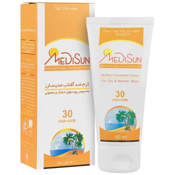 کرم ضد آفتاب SPF۳۰ مدیسان پوست خشک و معمولی ۵۰ میلی لیتر
