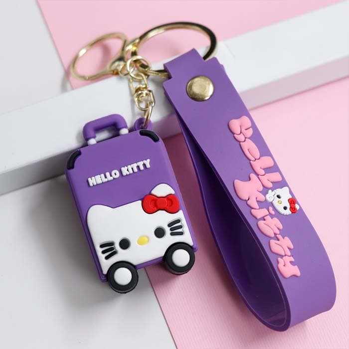 سرکلیدی سیلیکونی ساک هلوکیتی Hello Kitty بنفش وارداتی 39060