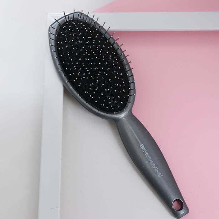 برس مو دندانه فلزی بیول BIOL مدل لاوین رنگ خاکستری براق 39550