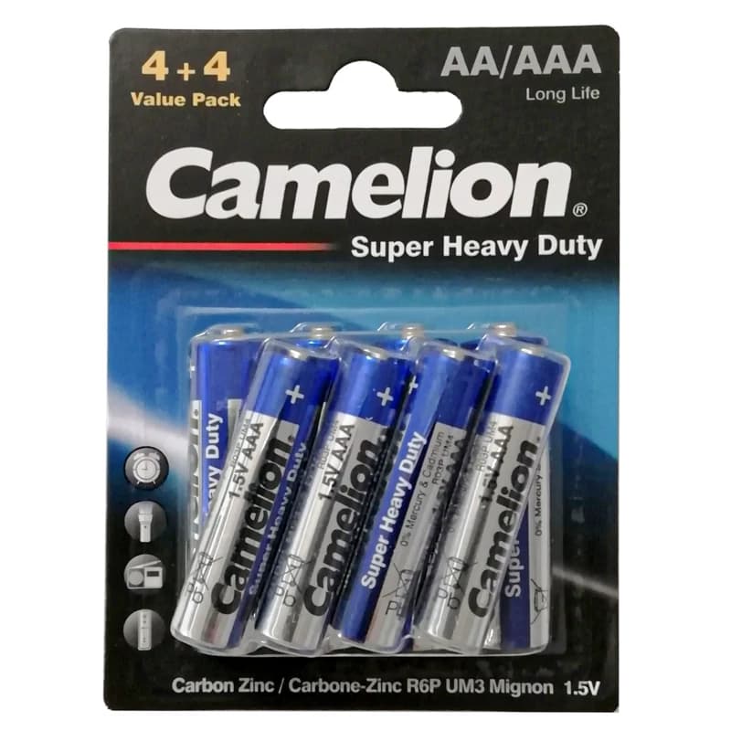 بسته 8 عددی باتری قلمی و نیم قلمی کملیون مدل Super Heavy Duty کد m19479 — تصویر ۴