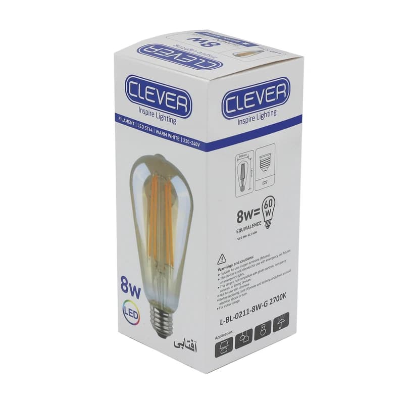 لامپ فیلامنتی 8 وات کلور مدل L-BL-0211 پایه E27 کد m19478 — تصویر ۵