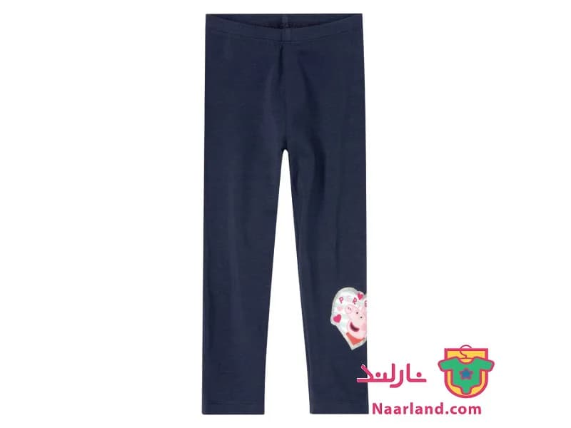 پک دو عددی لگ نخی دخترانه طرح پپا پیگ سرمه ای سفید — تصویر ۳