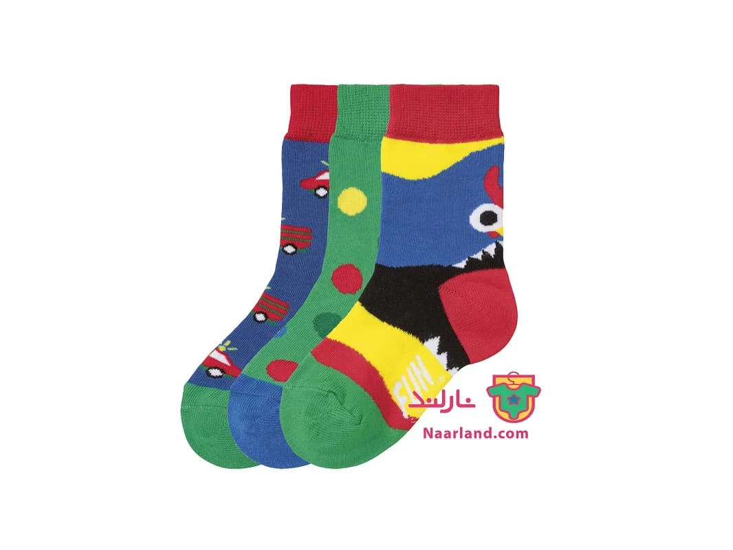 پک ۳ عددی جوراب FUN SOCKS آلمان جعبه طرح ماشین
