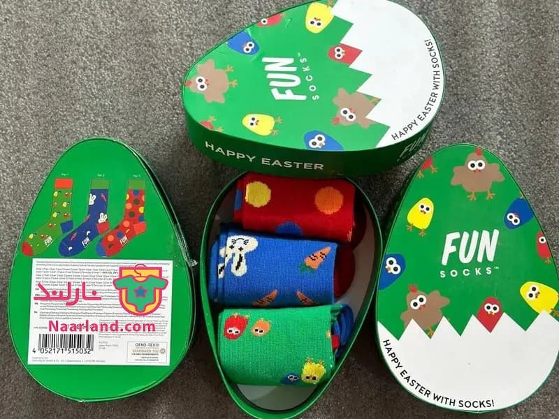 پک ۳ عددی جوراب FUN SOCKS آلمان جعبه تخم مرغی — تصویر ۲