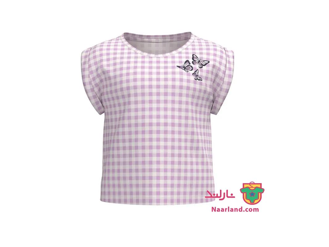 تیشرت نخی دخترانه لوپیلو (Lupilu) یاسی چهارخانه