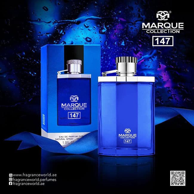 عطر ادکلن مردانه دانهیل دیزایر آبی مارکویی کالکشن کد 147 ( Marque Collection Dunhill Desire Blue) حجم 25 میل — تصویر ۲