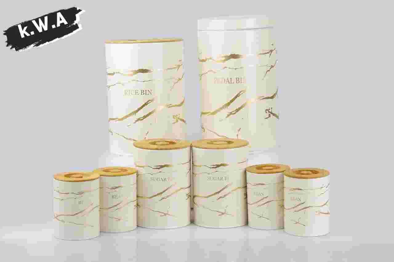 سرویس آشپزخانه 8 پارچه هرمس طرح ( ماربل) رنگ کرم