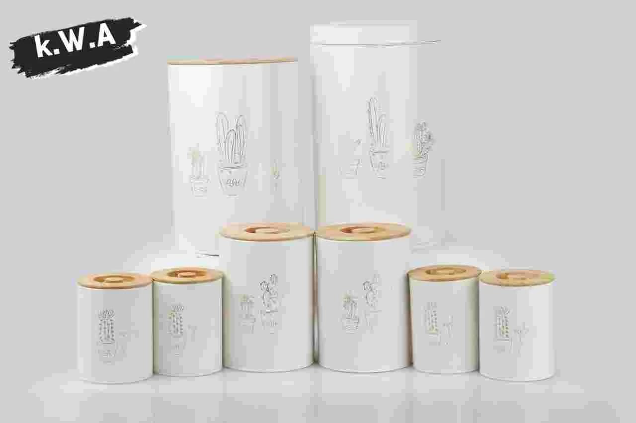 سرویس آشپزخانه 8 پارچه هرمس طرح ( کاکتوس) رنگ سفید