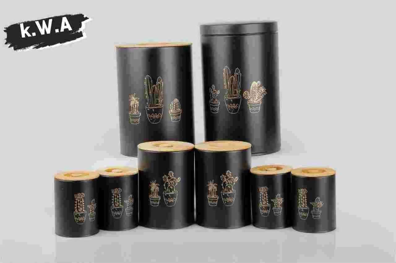 سرویس آشپزخانه 8 پارچه هرمس طرح ( کاکتوس) رنگ مشکی
