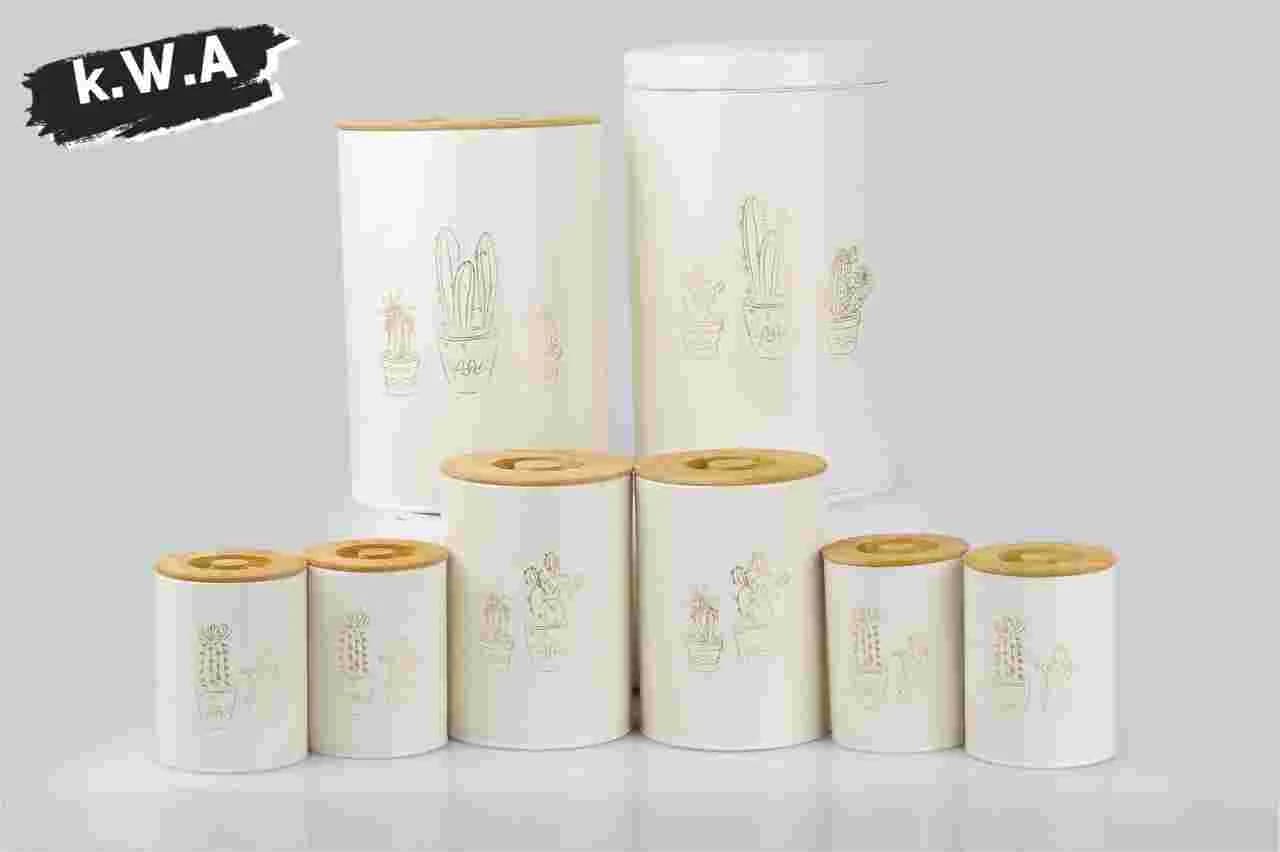سرویس آشپزخانه 8 پارچه هرمس طرح ( کاکتوس) رنگ کرم