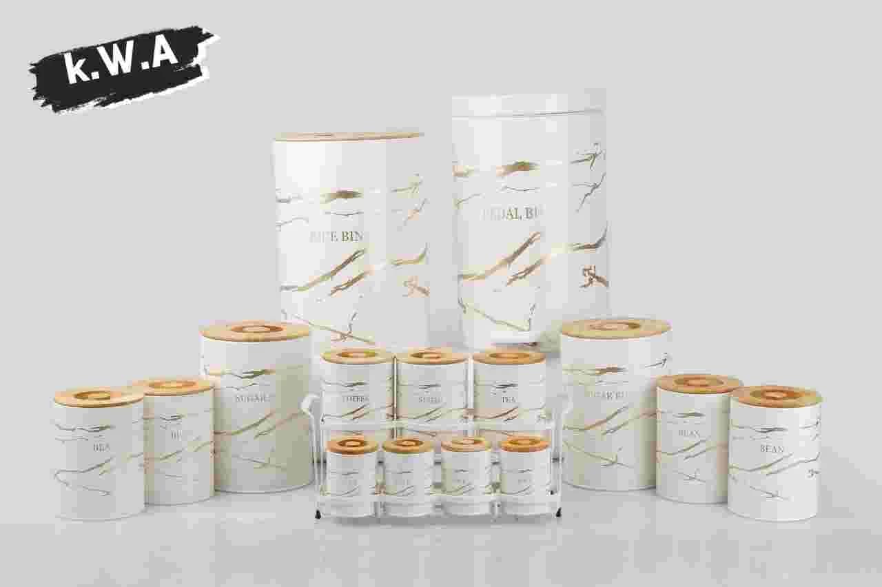 سرویس آشپزخانه 16 پارچه هرمس-طرح ( ماربل) رنگ سفید