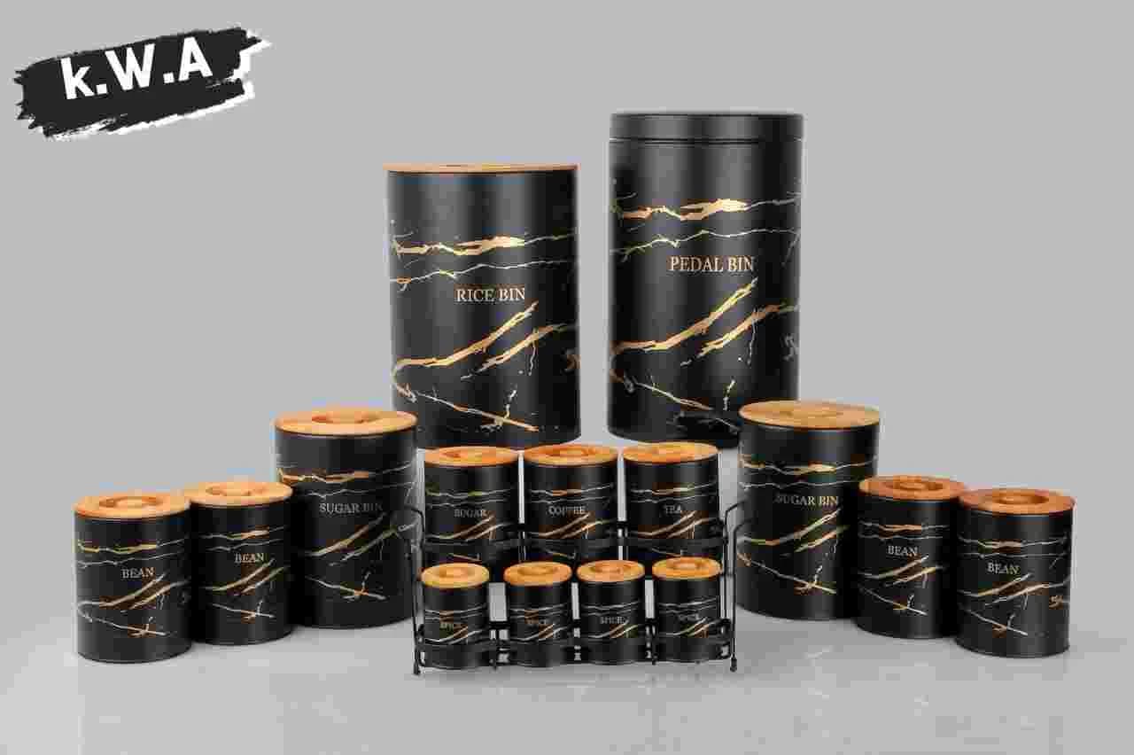 سرویس آشپزخانه 16 پارچه هرمس طرح ( ماربل) رنگ مشکی