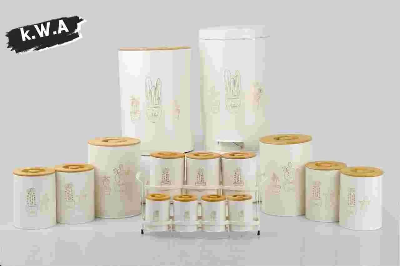 سرویس آشپزخانه 16 پارچه هرمس طرح ( کاکتوس) رنگ کرم