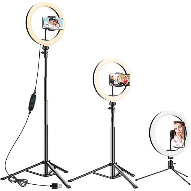 رینگ لایت ده اینچی با پایه تنظیم شونده و رومیزی Anozer Ring Light, 10.2” LED Ring Light with 57.1”