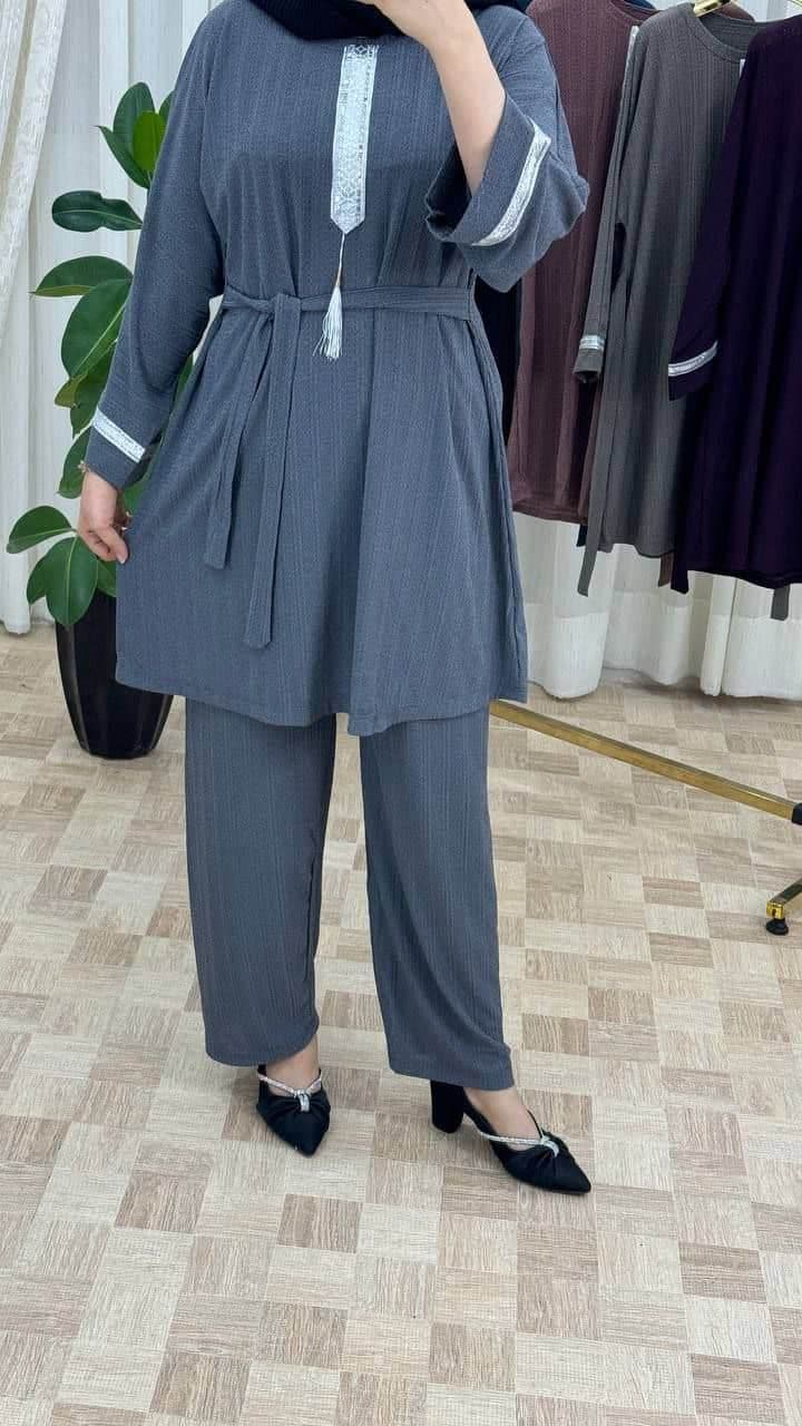 ست مانتو شلوار کریشه زمرد — تصویر ۸